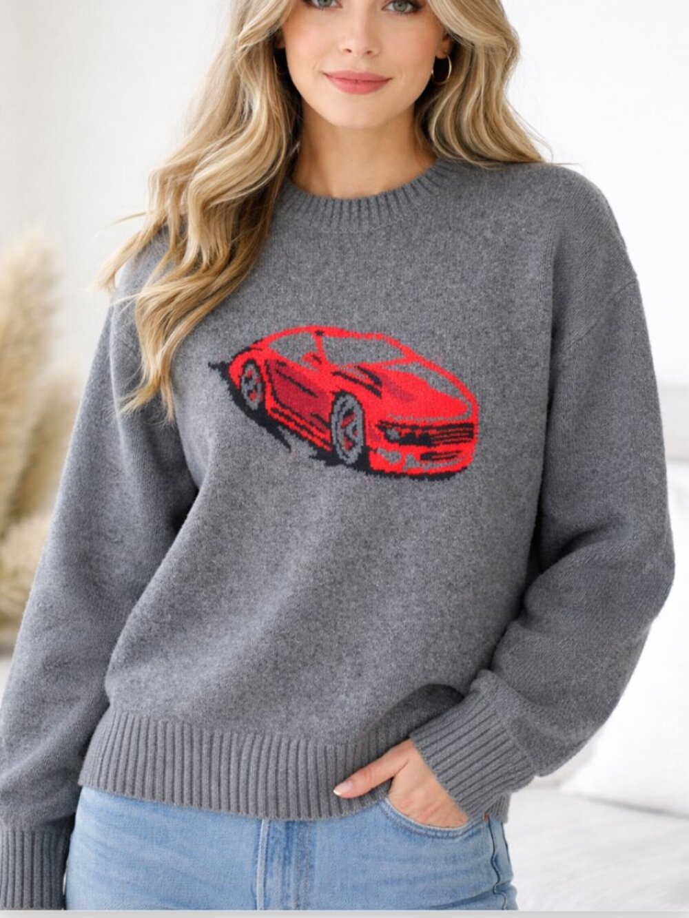 Hazel Moon NWT Car Graphic Grey Sweater size M